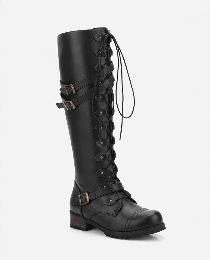 Tilia Reims | Lace-Up Buckle Knee-High Boots