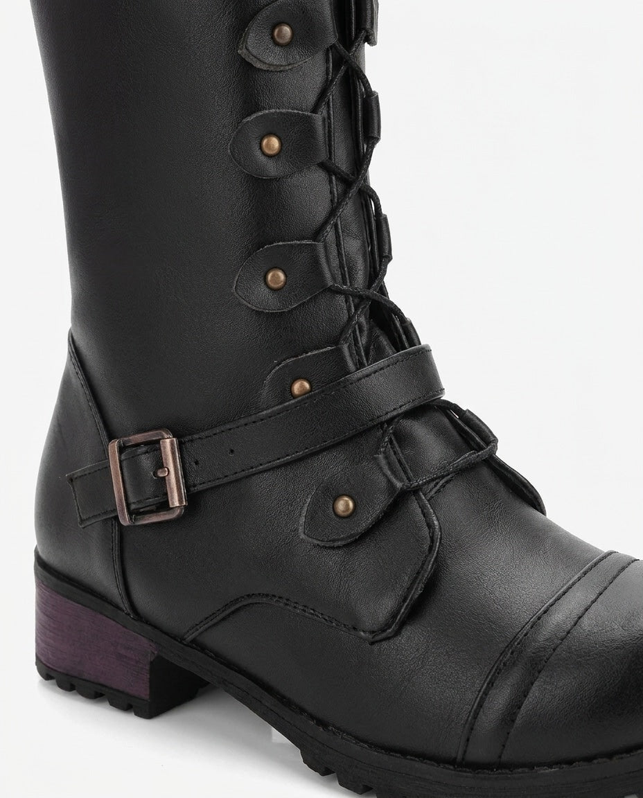 Tilia Reims | Lace-Up Buckle Knee-High Boots