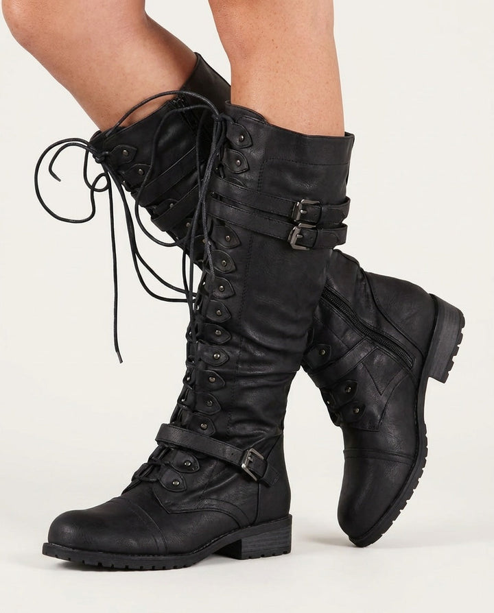 Tilia Reims | Lace-Up Buckle Knee-High Boots