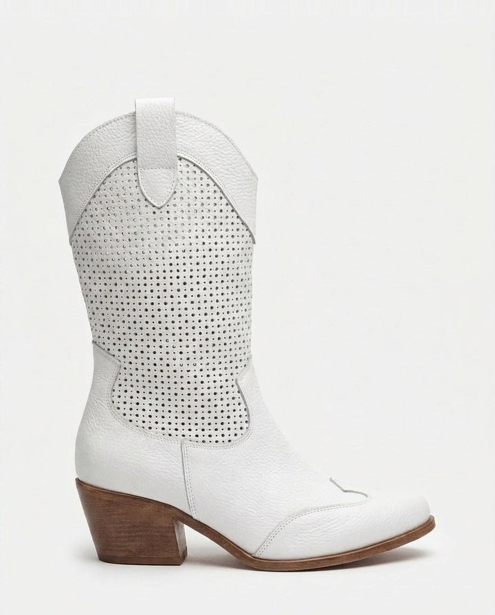 Victoire Bellac | Perforated Suede Western Boots