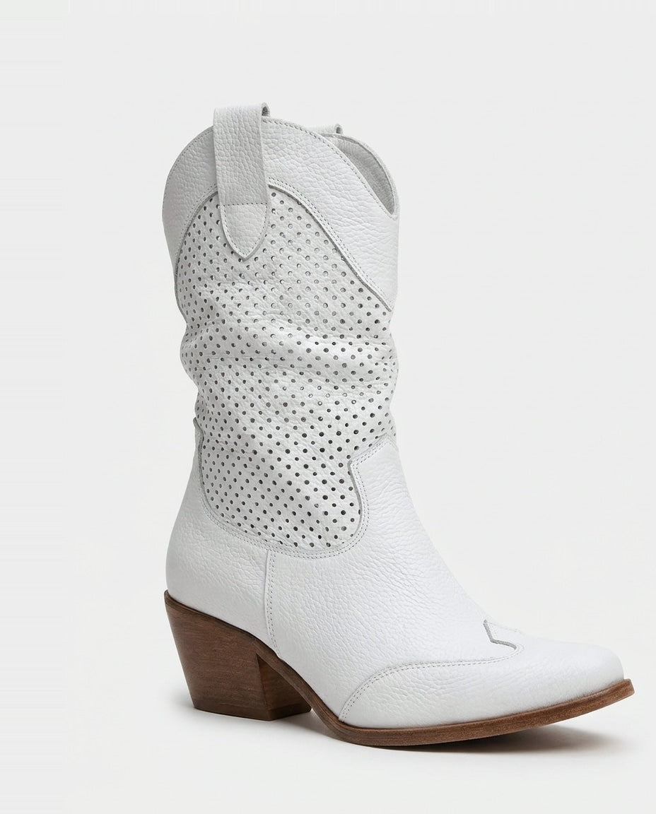 Victoire Bellac | Perforated Suede Western Boots