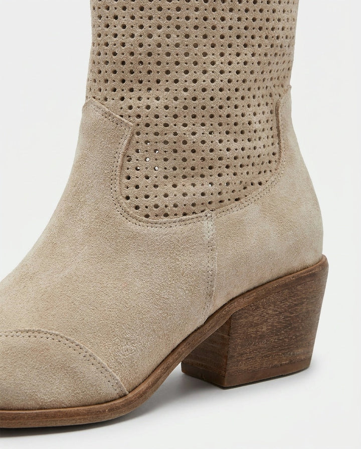 Victoire Bellac | Perforated Suede Western Boots