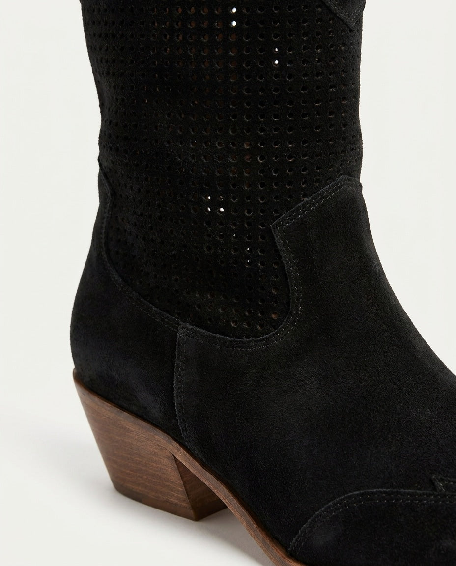 Victoire Bellac | Perforated Suede Western Boots