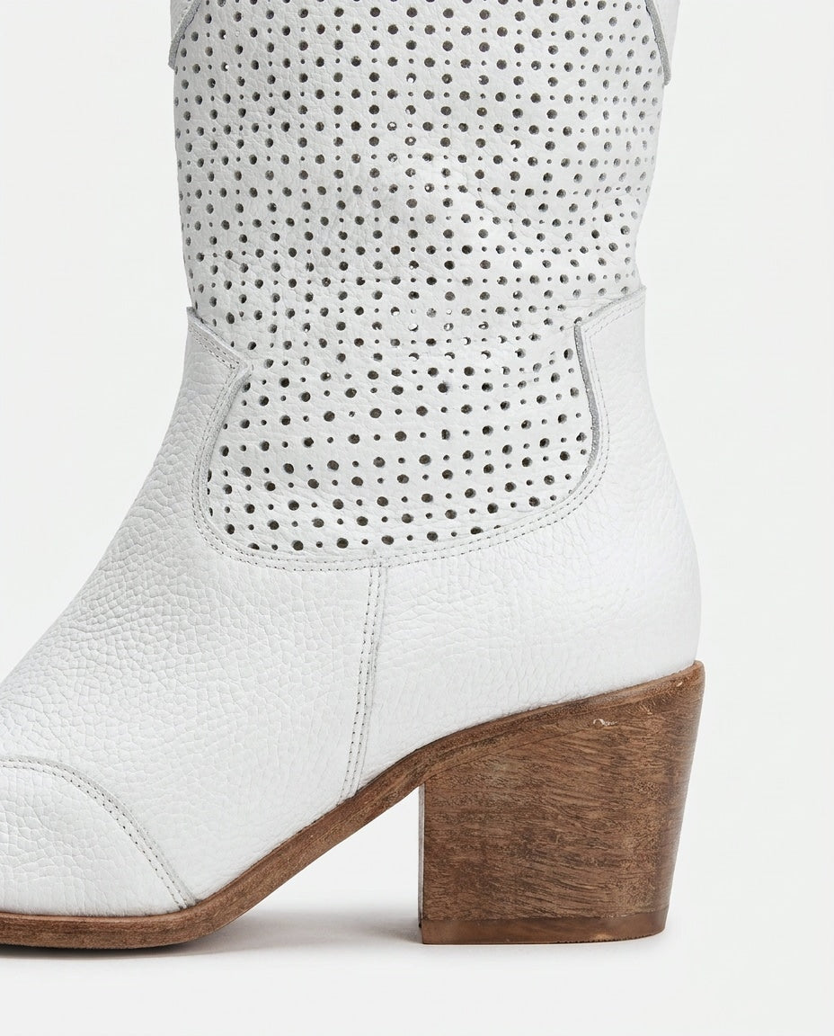 Victoire Bellac | Perforated Suede Western Boots