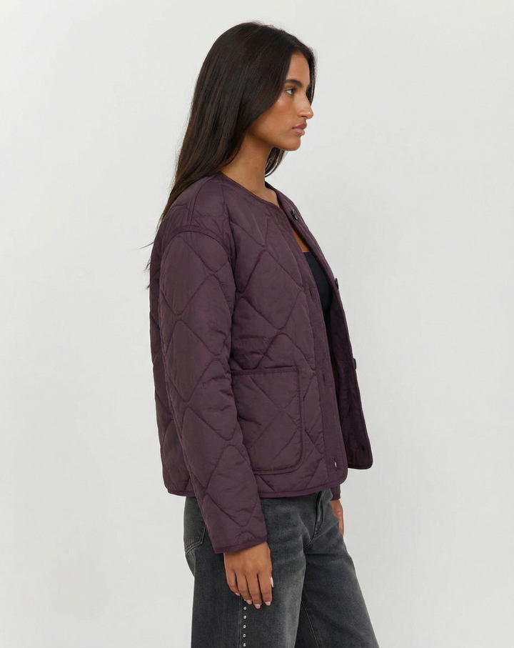 Oriane Pichon | Collarless Diamond Quilted Jacket