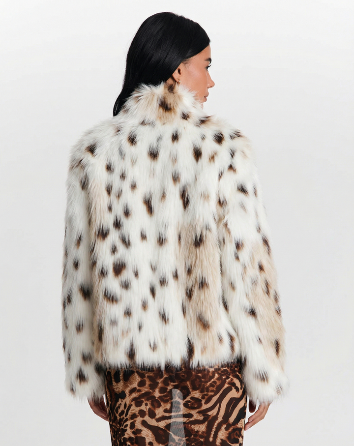 Clélie Aubanel  | Animal Print Faux Fur Cropped Jacket