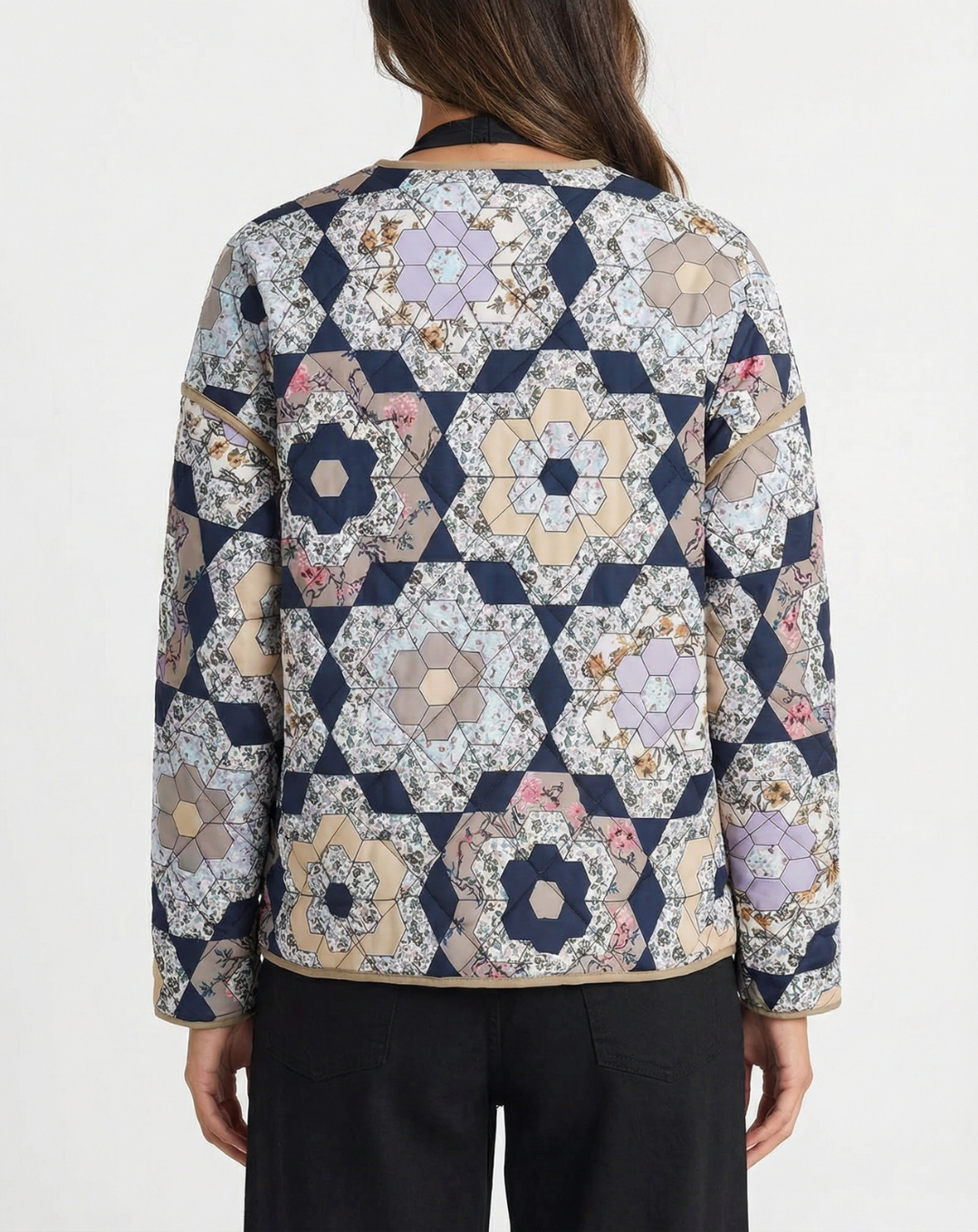 Danaé Chevallier | Navy Floral Quilted Patchwork Jacket