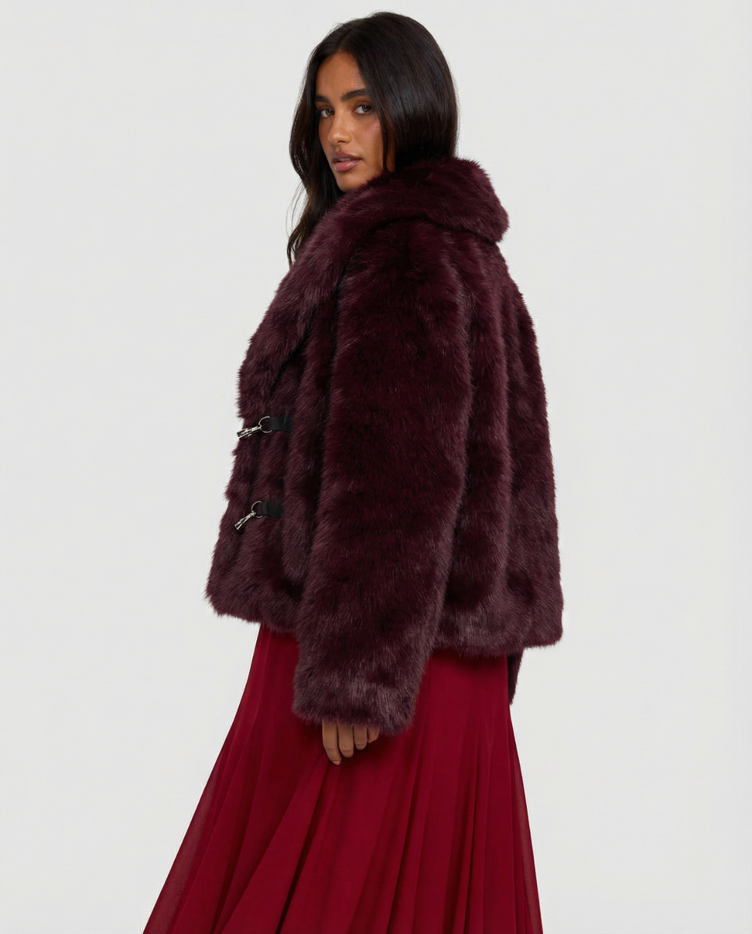 Katell Hébert | Cropped Faux Fur Toggle Front Jacket
