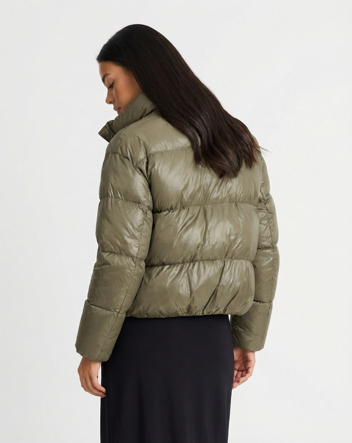 Éléa Merville | High Collar Quilted Cropped Puffer Jacket