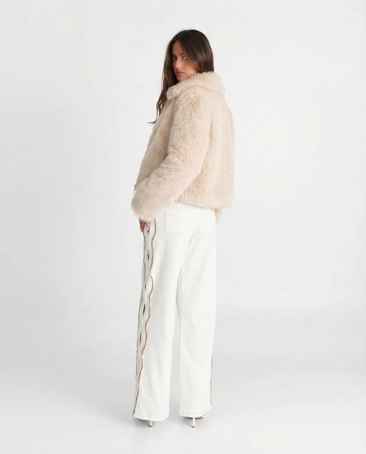 Bertille Marais  | Zip-Up Cropped Faux Fur Jacket