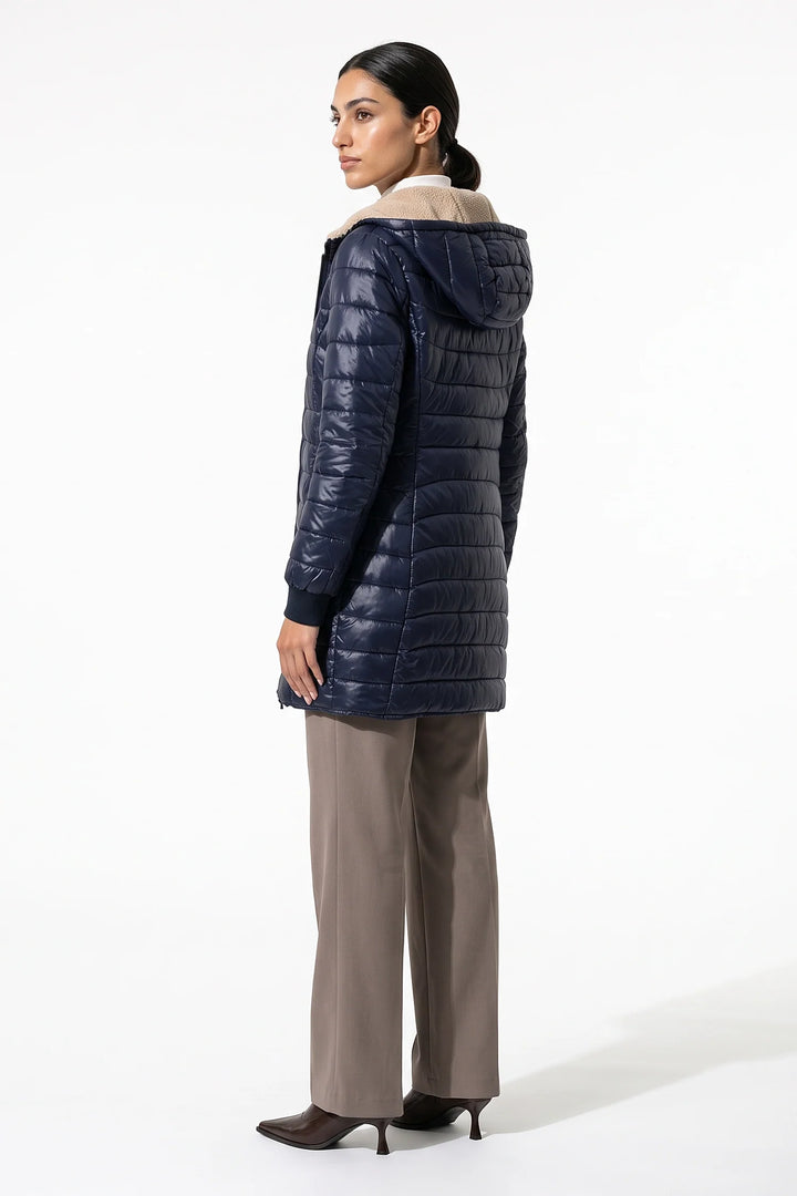 Perrine Beaulac | Women’s Winter Warm Fleece Lined Hooded Longline Puffer Coat