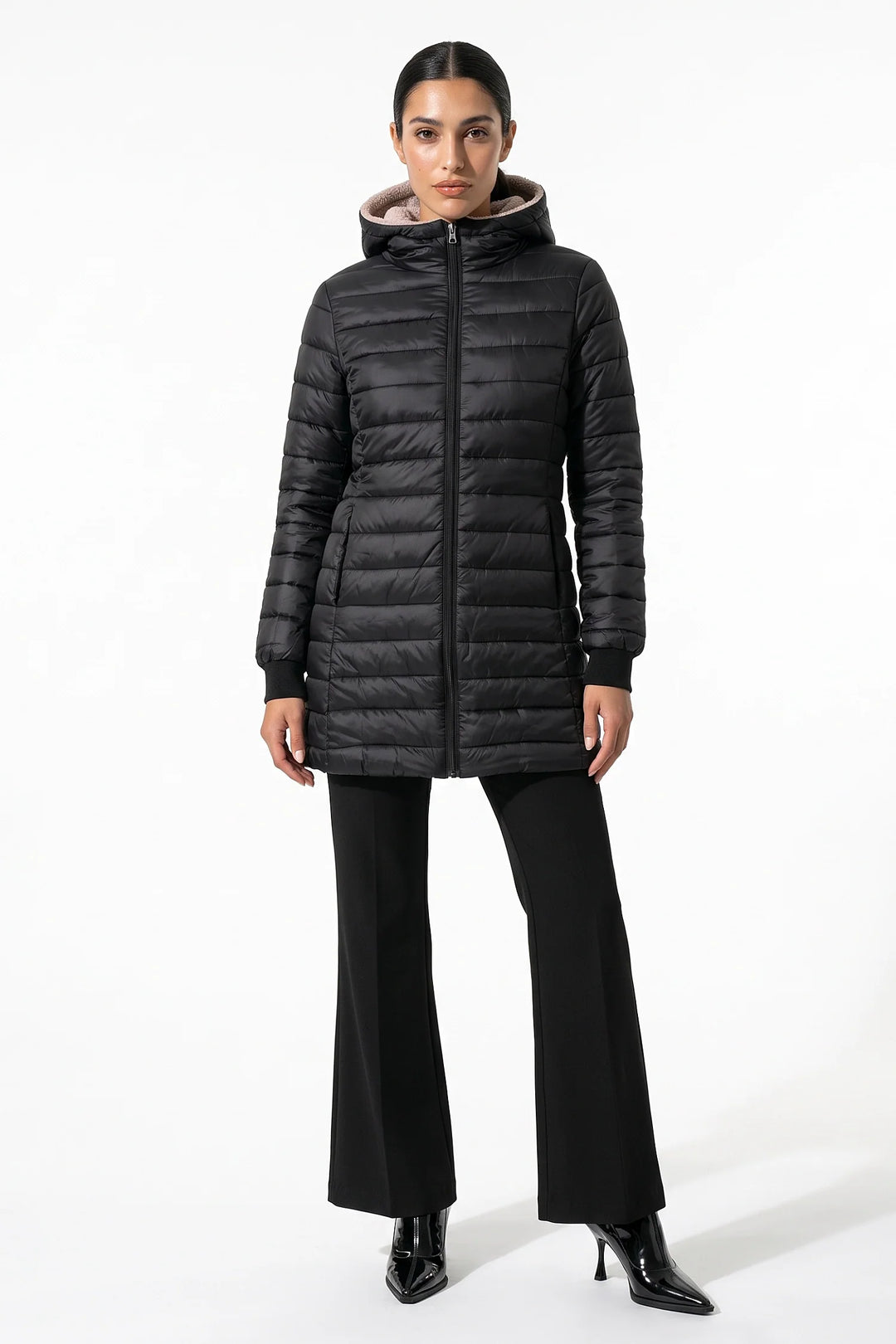 Perrine Beaulac | Women’s Winter Warm Fleece Lined Hooded Longline Puffer Coat