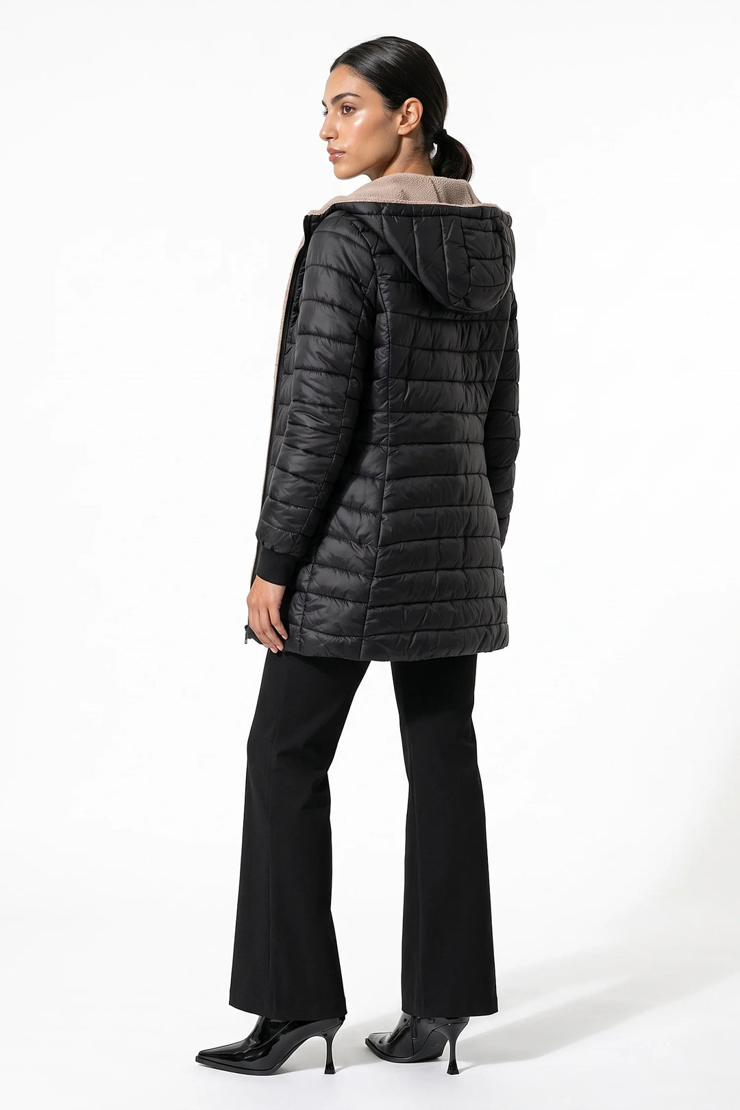Perrine Beaulac | Women’s Winter Warm Fleece Lined Hooded Longline Puffer Coat
