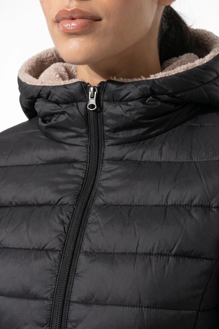 Perrine Beaulac | Women’s Winter Warm Fleece Lined Hooded Longline Puffer Coat