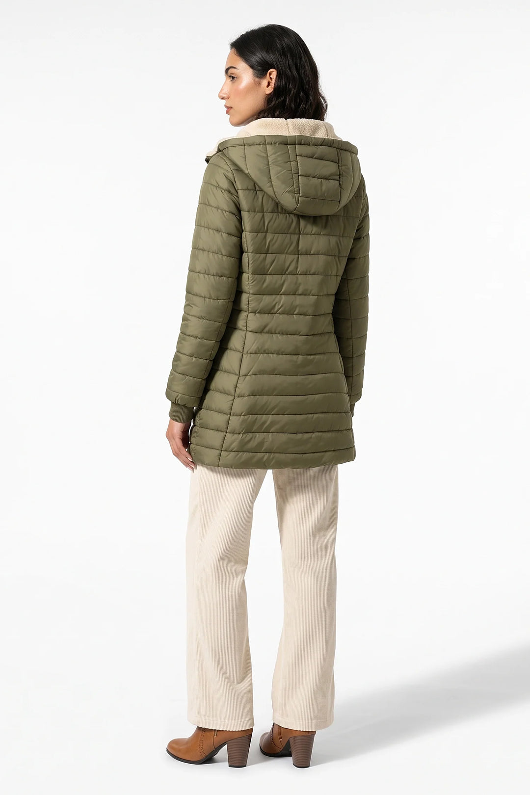 Perrine Beaulac | Women’s Winter Warm Fleece Lined Hooded Longline Puffer Coat