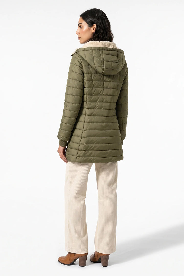 Perrine Beaulac | Women’s Winter Warm Fleece Lined Hooded Longline Puffer Coat