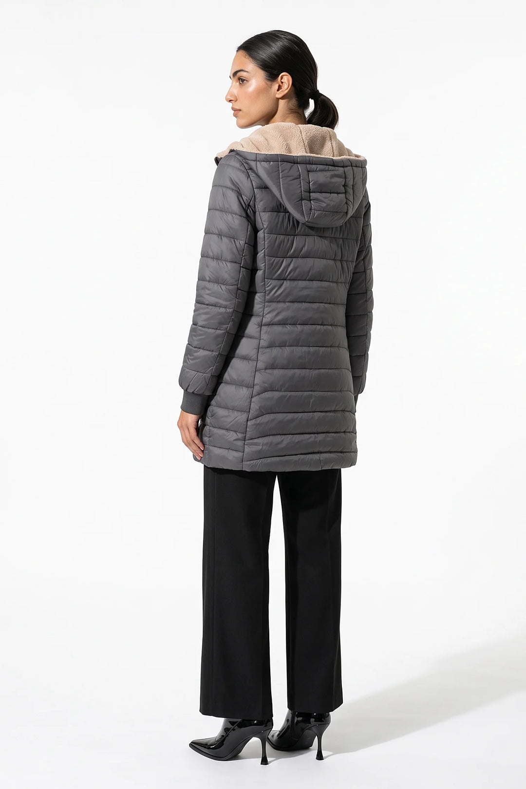 Perrine Beaulac | Women’s Winter Warm Fleece Lined Hooded Longline Puffer Coat