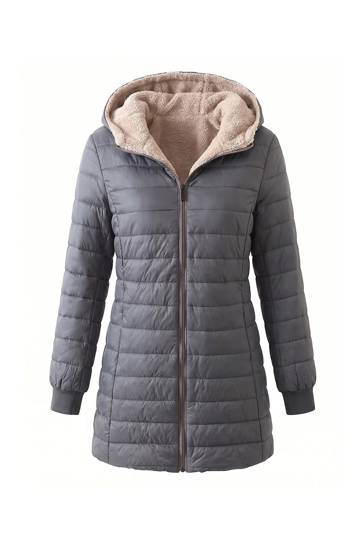Perrine Beaulac | Women’s Winter Warm Fleece Lined Hooded Longline Puffer Coat