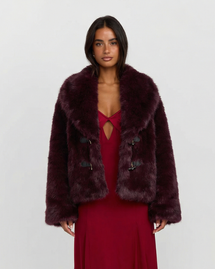 Katell Hébert | Cropped Faux Fur Toggle Front Jacket