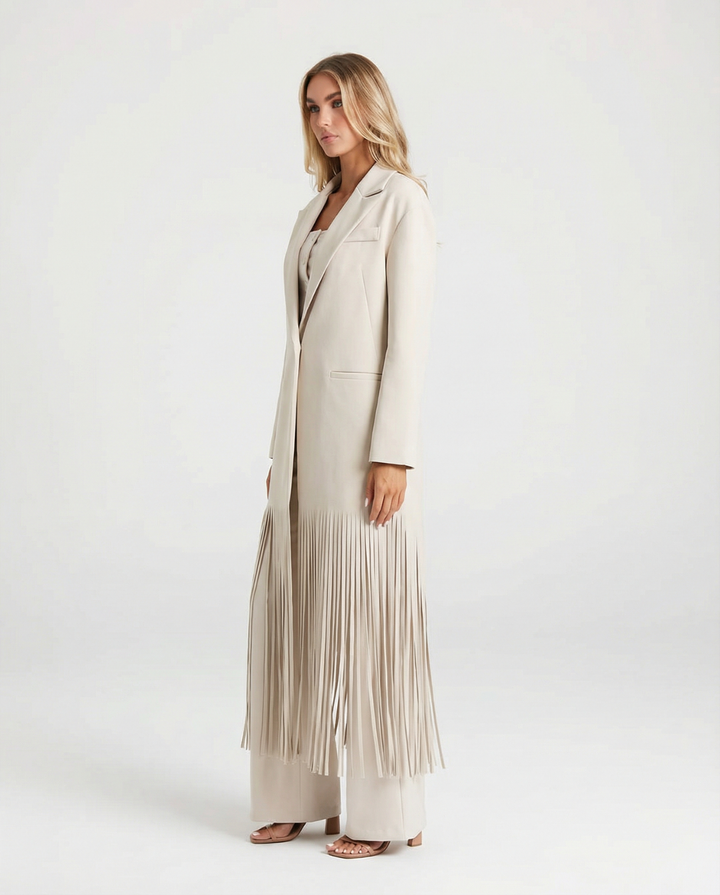 Éléa Chabert  | Longline Fringe Blazer Coat