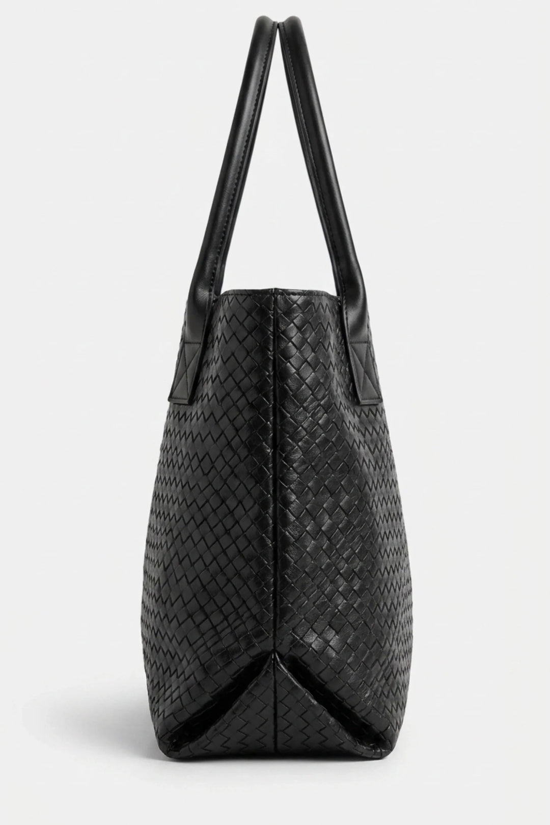 Honorine Delaunay | Women’s Spacious Woven Black Leather Tote Bag Large Shoulder Handles