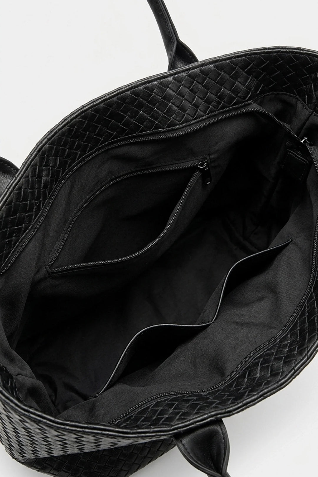 Honorine Delaunay | Women’s Spacious Woven Black Leather Tote Bag Large Shoulder Handles
