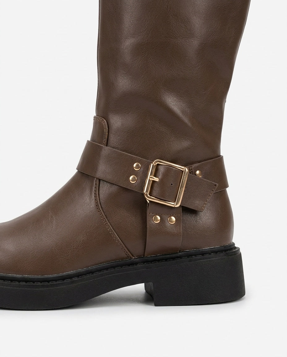 Caliste Noiret | Harness Buckle Knee-High Boots