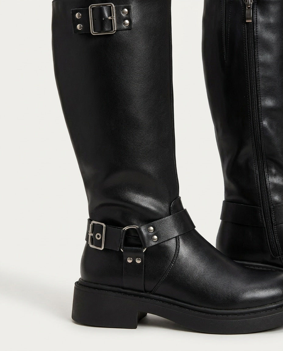 Caliste Noiret | Harness Buckle Knee-High Boots
