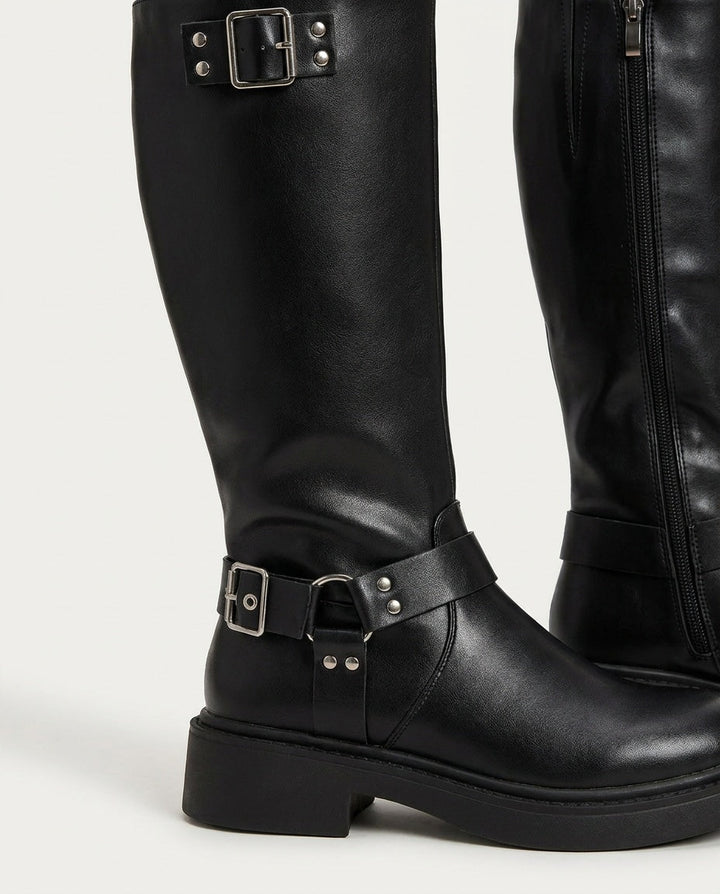 Caliste Noiret | Harness Buckle Knee-High Boots