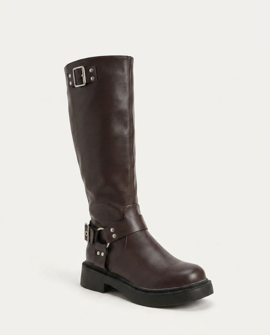 Caliste Noiret | Harness Buckle Knee-High Boots