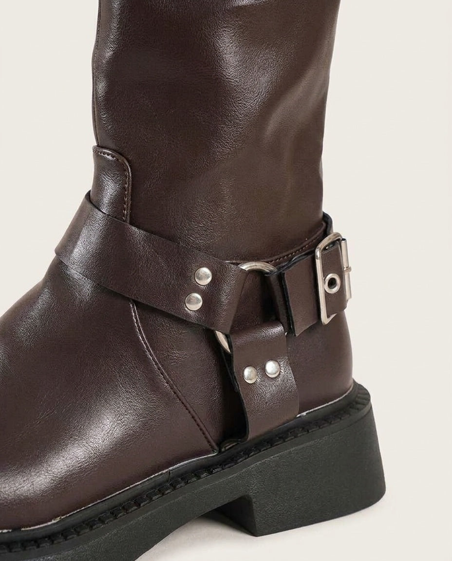 Caliste Noiret | Harness Buckle Knee-High Boots
