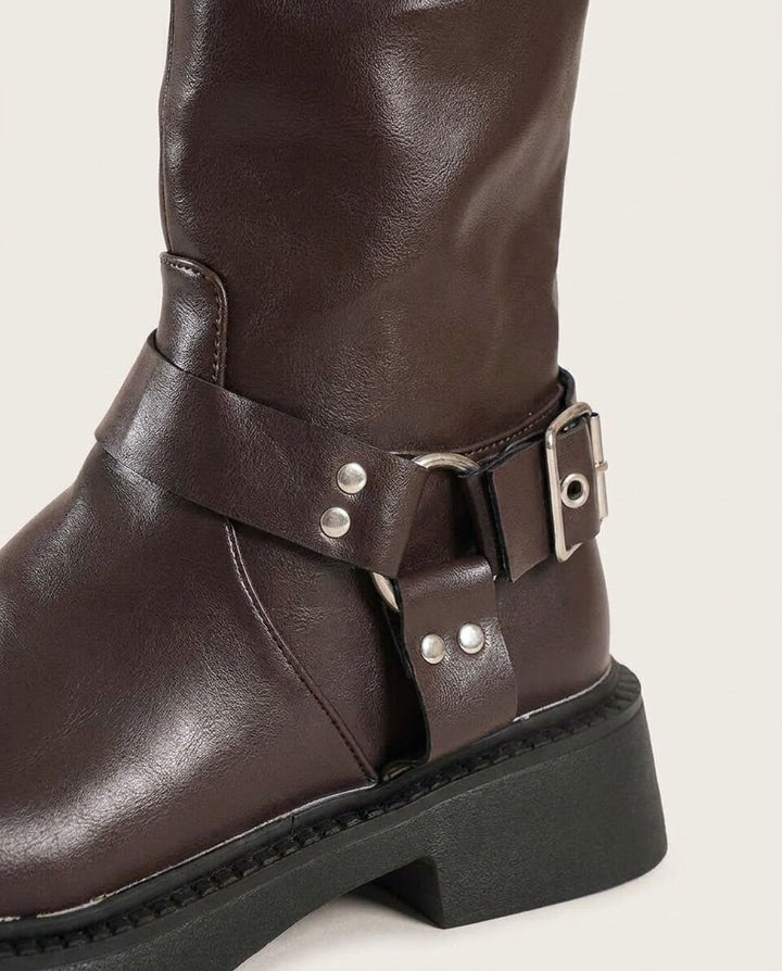 Caliste Noiret | Harness Buckle Knee-High Boots