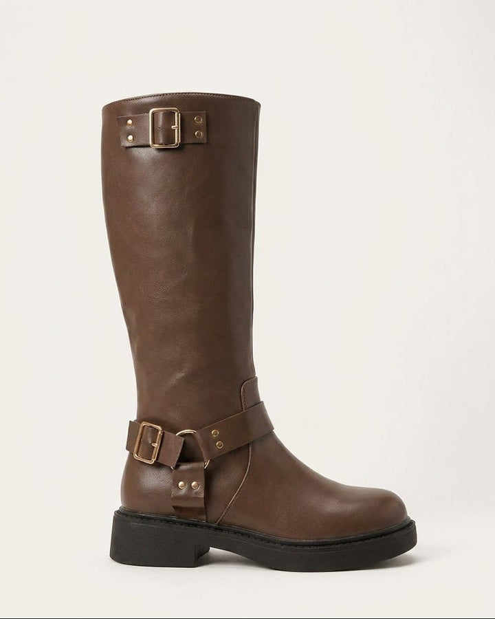 Caliste Noiret | Harness Buckle Knee-High Boots
