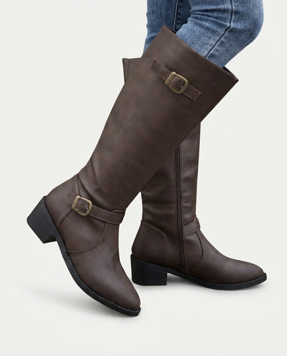 Clélia Rouen | Double Buckle Knee-High Boots