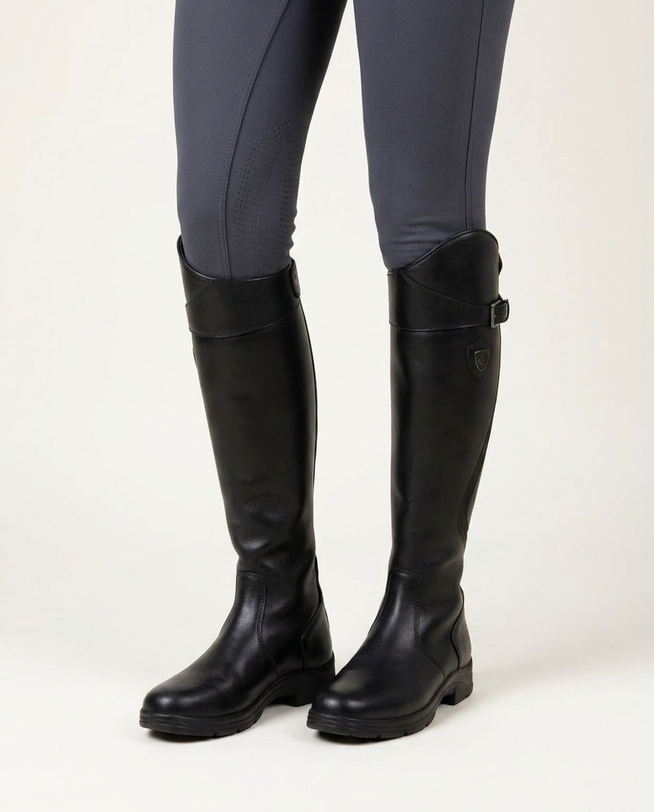 Danaë Brive | Buckle Strap Leather Knee-High Boots