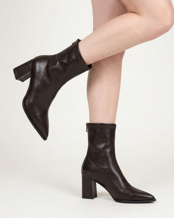Roxane Bayonne | Pointed Toe Block Heel Ankle Boots