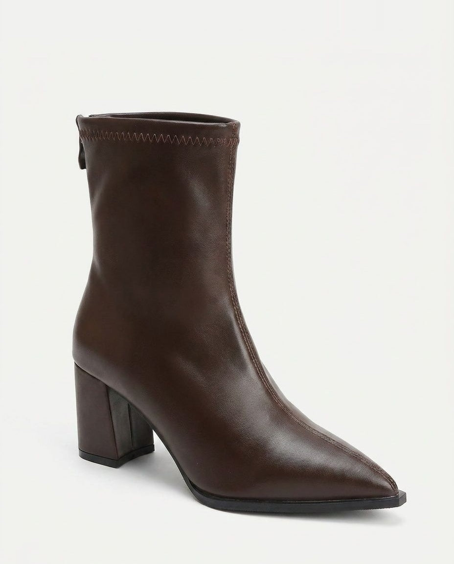 Roxane Bayonne | Pointed Toe Block Heel Ankle Boots