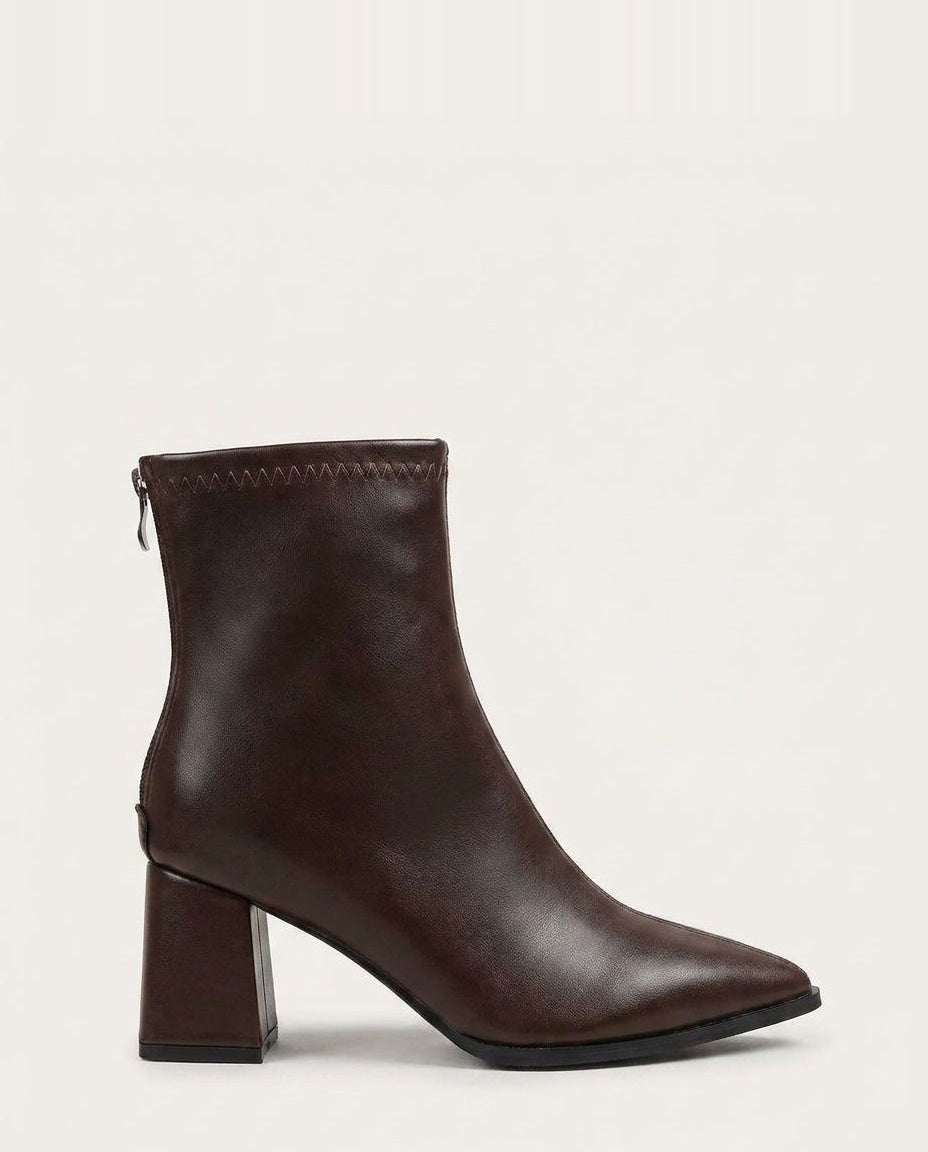 Roxane Bayonne | Pointed Toe Block Heel Ankle Boots