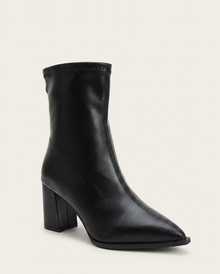 Roxane Bayonne | Pointed Toe Block Heel Ankle Boots