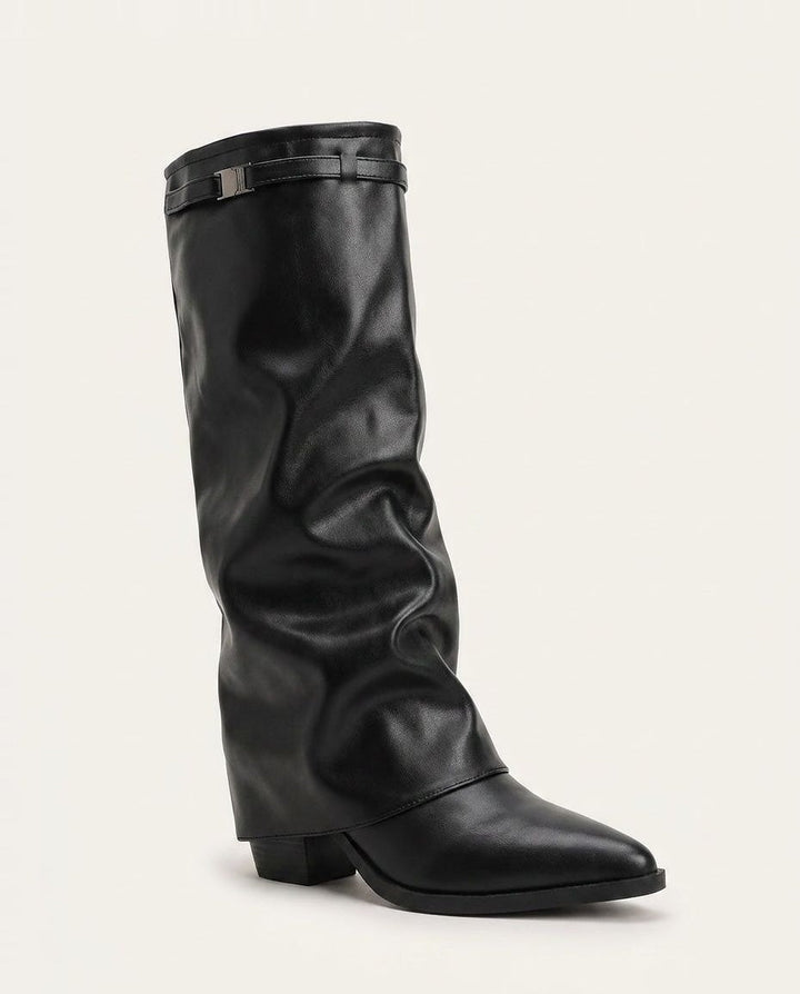 Théa Clairon | Fold-Over Cuff Buckle Strap Knee-High Boots