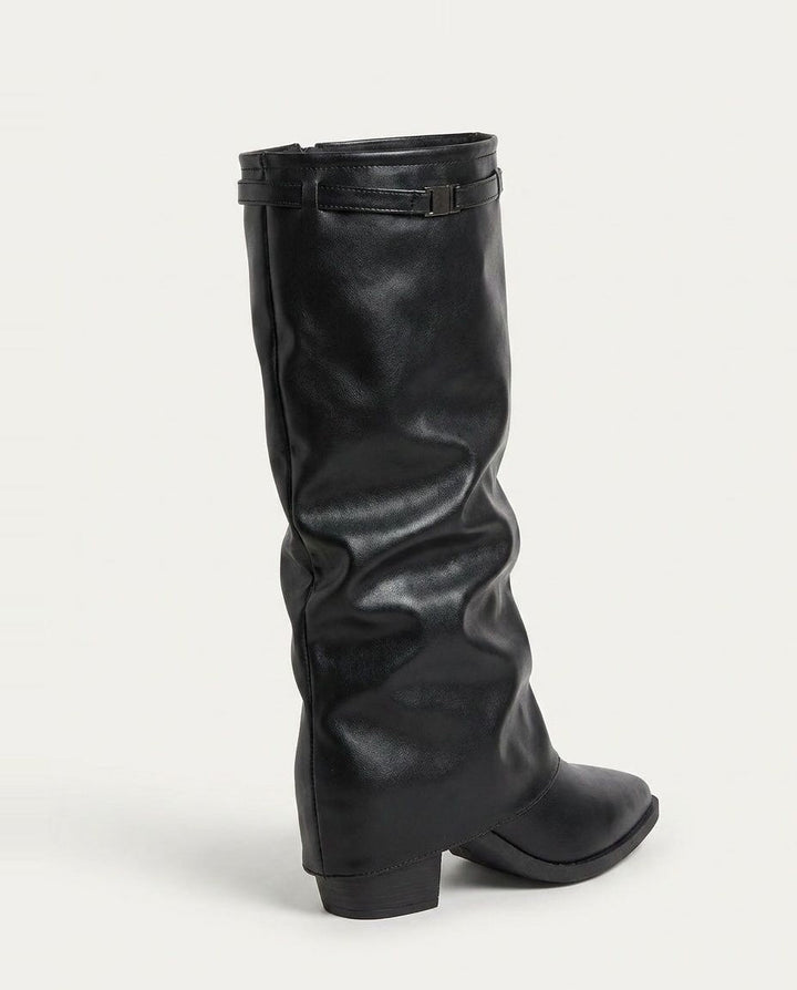 Théa Clairon | Fold-Over Cuff Buckle Strap Knee-High Boots