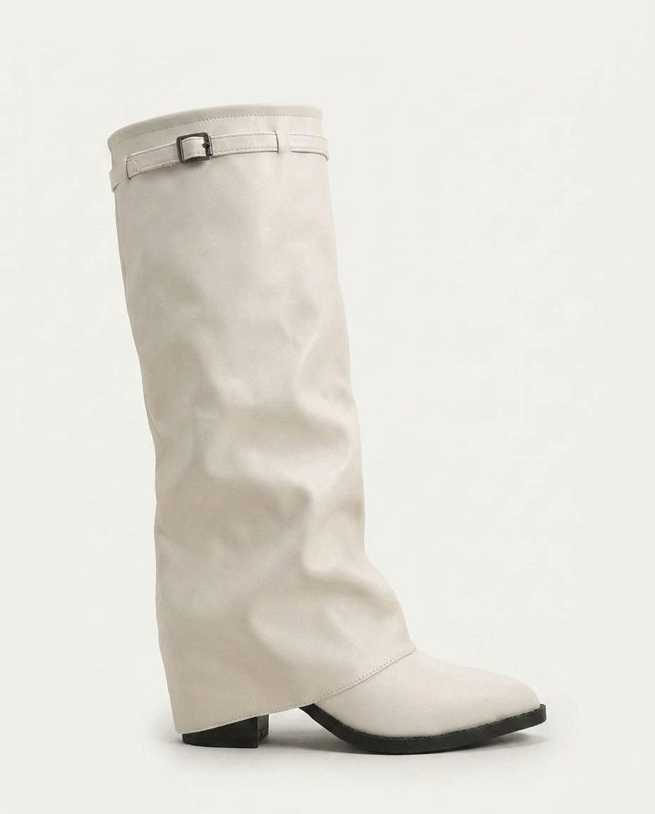 Théa Clairon | Fold-Over Cuff Buckle Strap Knee-High Boots