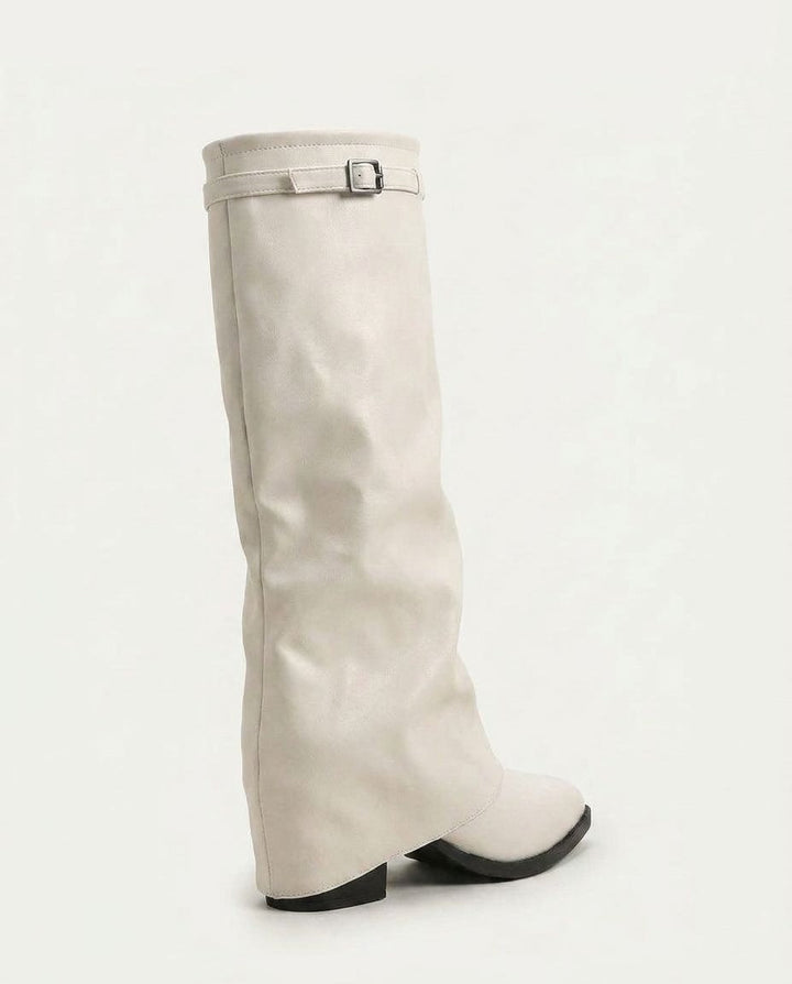 Théa Clairon | Fold-Over Cuff Buckle Strap Knee-High Boots