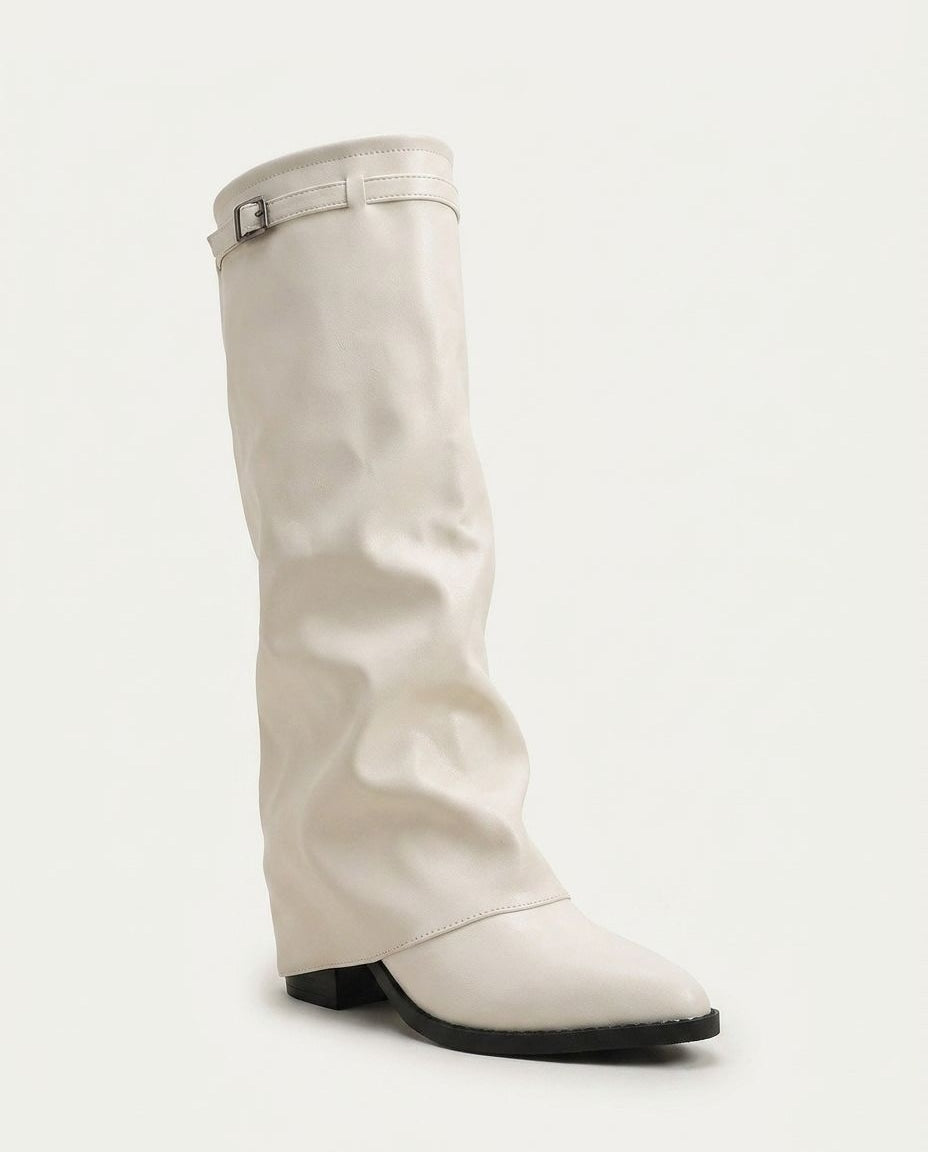 Théa Clairon | Fold-Over Cuff Buckle Strap Knee-High Boots