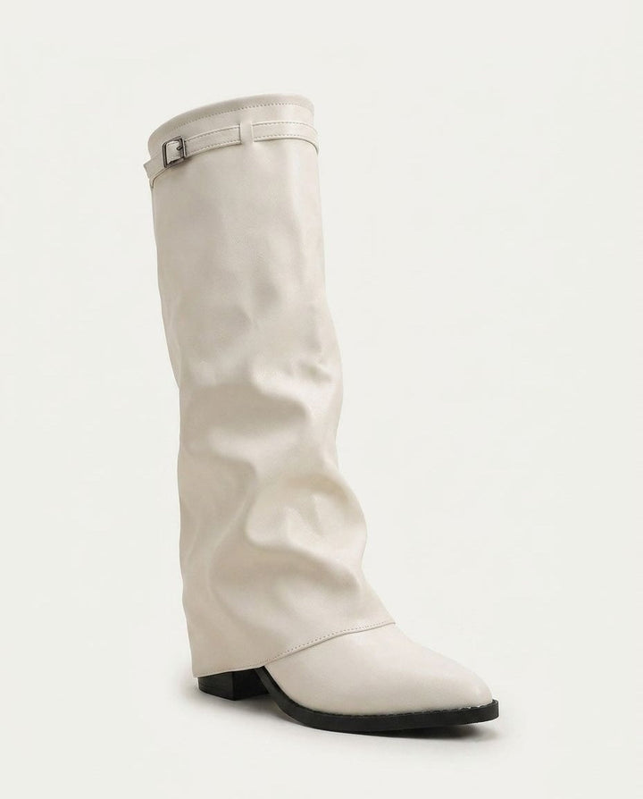 Théa Clairon | Fold-Over Cuff Buckle Strap Knee-High Boots