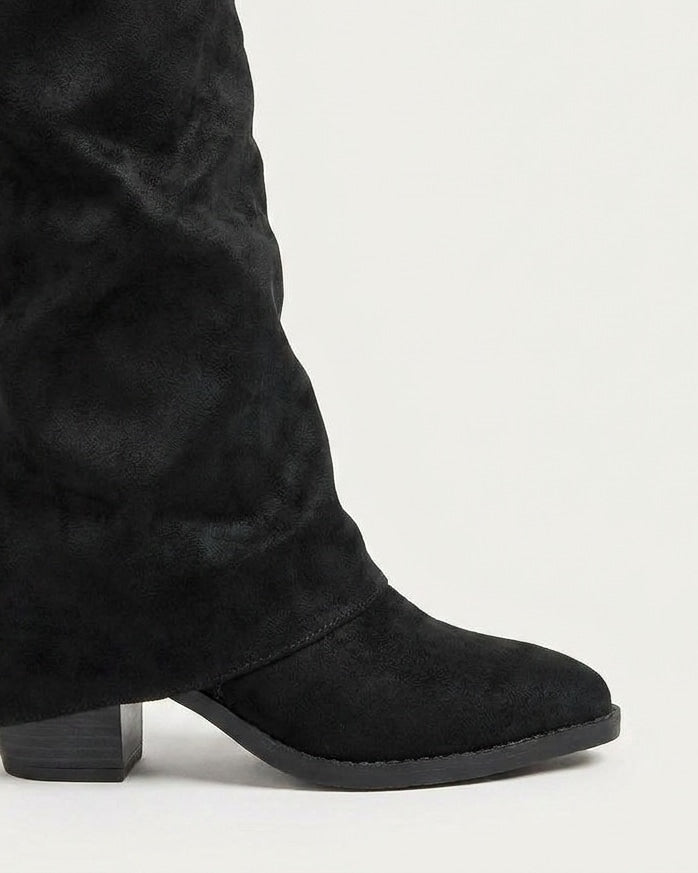 Ombeline Vautier | Stacked Heel Fold-Over Knee-High Boots