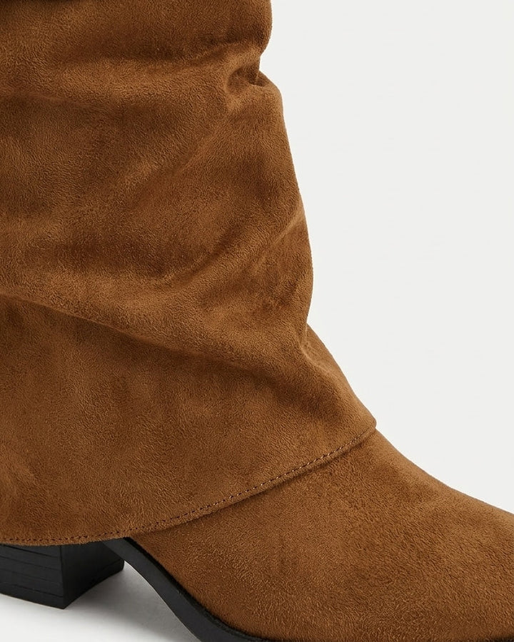 Ombeline Vautier | Stacked Heel Fold-Over Knee-High Boots