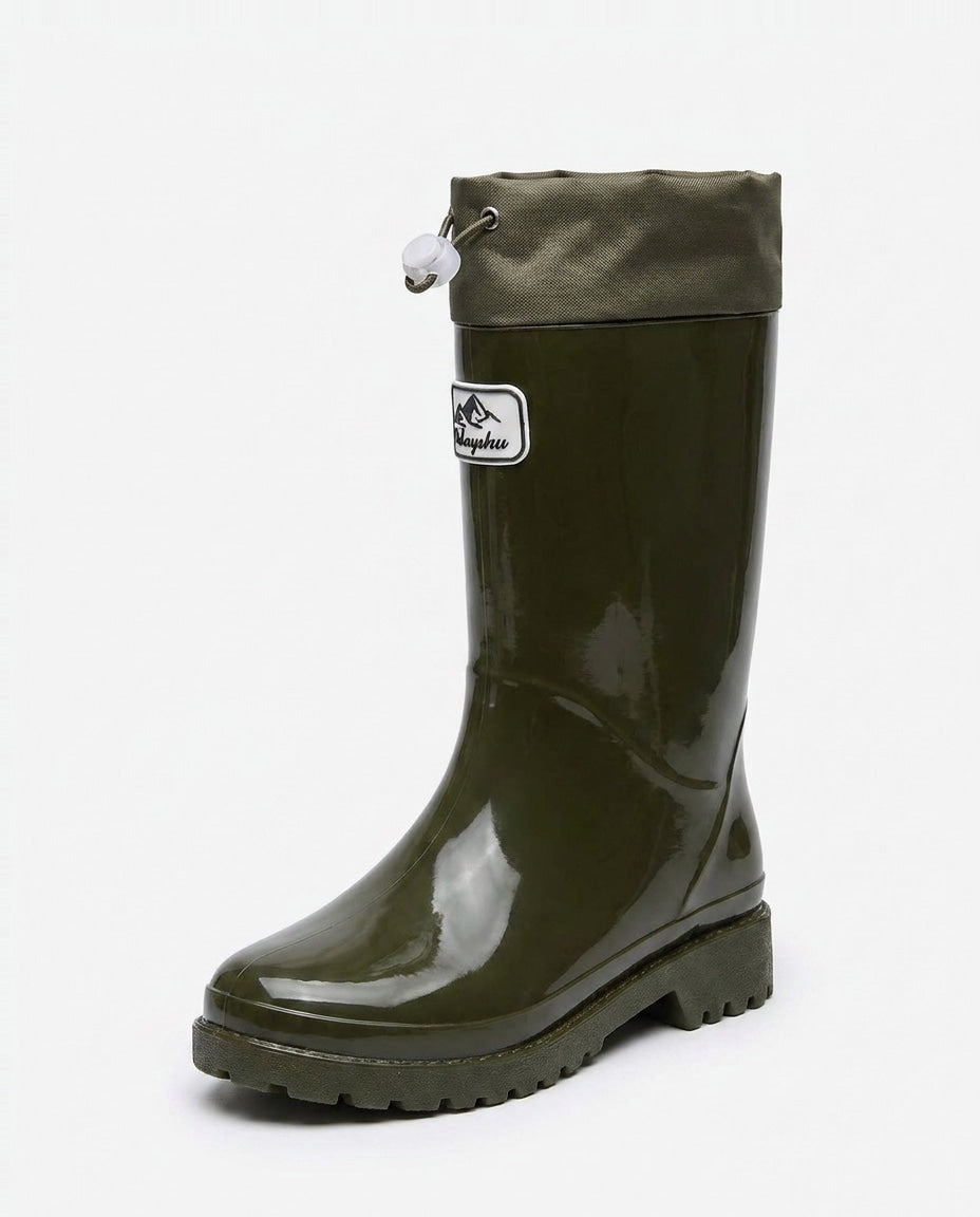 Léonie Darcel | Drawstring Cuff Mid-Calf Rain Boots