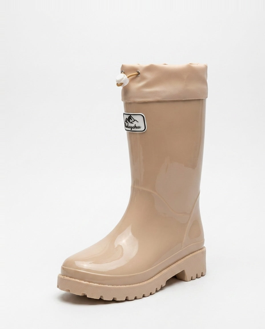 Léonie Darcel | Drawstring Cuff Mid-Calf Rain Boots