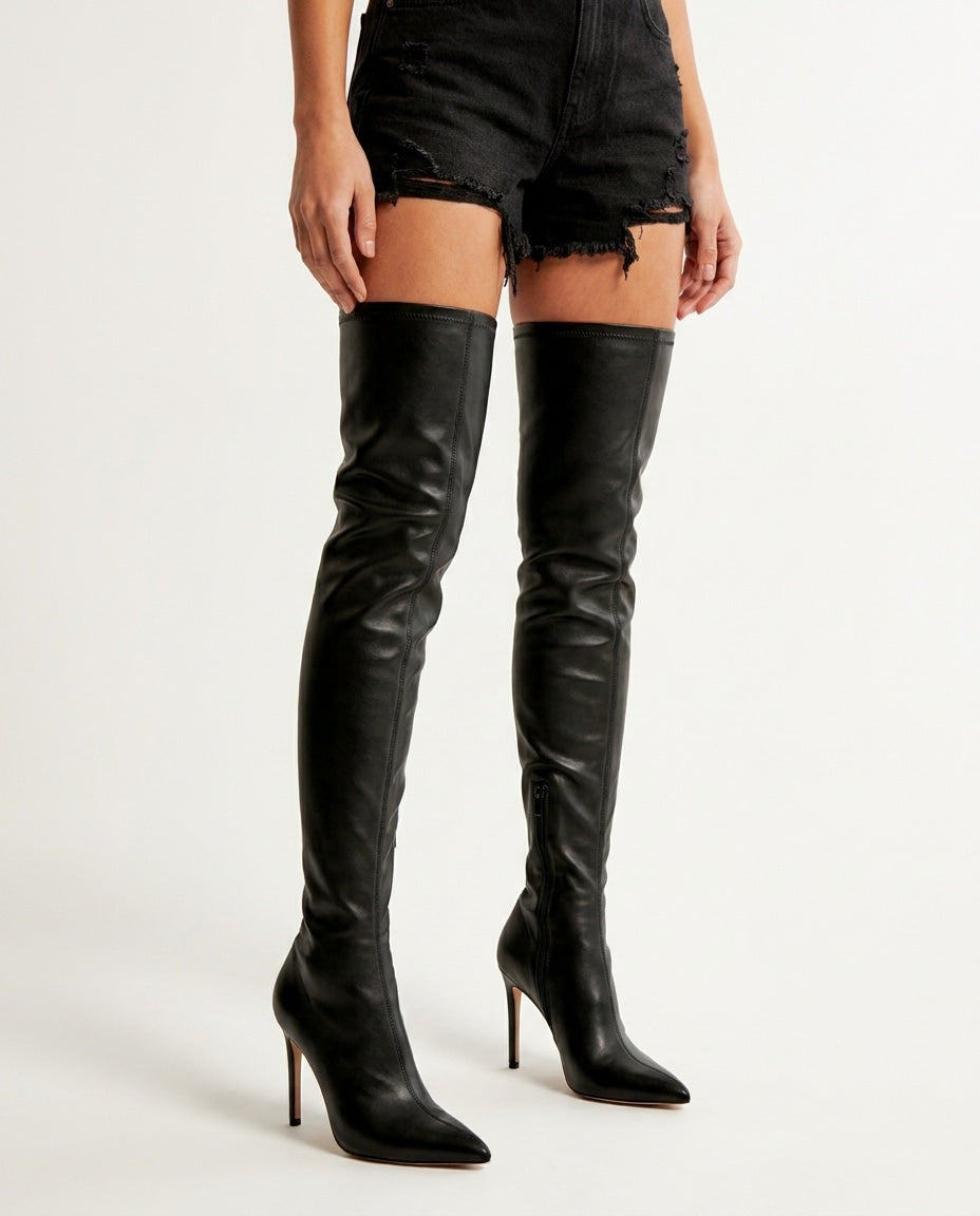 Amance Virel | Pointed Toe Stiletto Thigh-High Boots